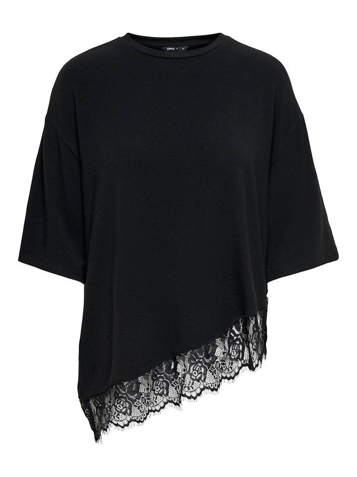 ONLY - T-SHIRTS - GLAMOUR SS LACE - 15391753 - BLACK