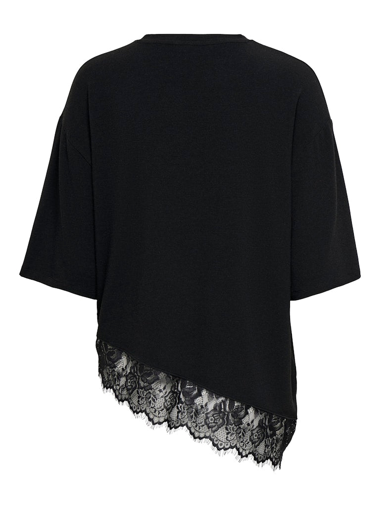 ONLY - T-SHIRTS - GLAMOUR SS LACE - 15391753 - BLACK