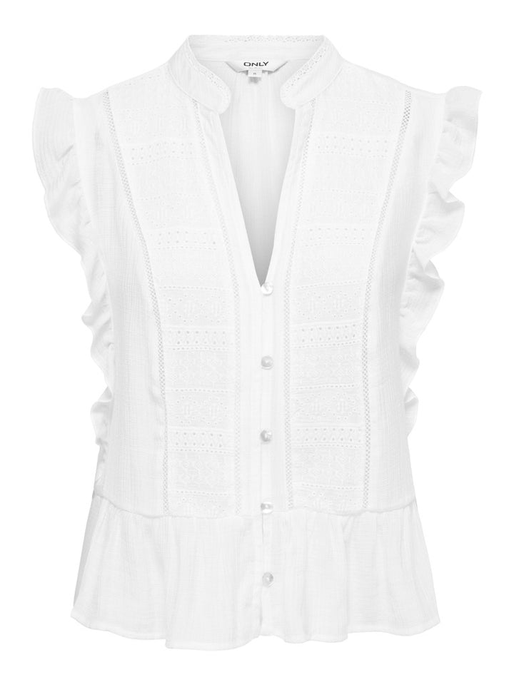 ONLY - TOP - HENNY -S/L FRILL BUTTON - 15374978 - HVID