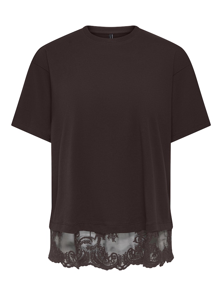 ONLY - T-SHIRTS - VIVVI SS LACE - 15385031 - BRUN