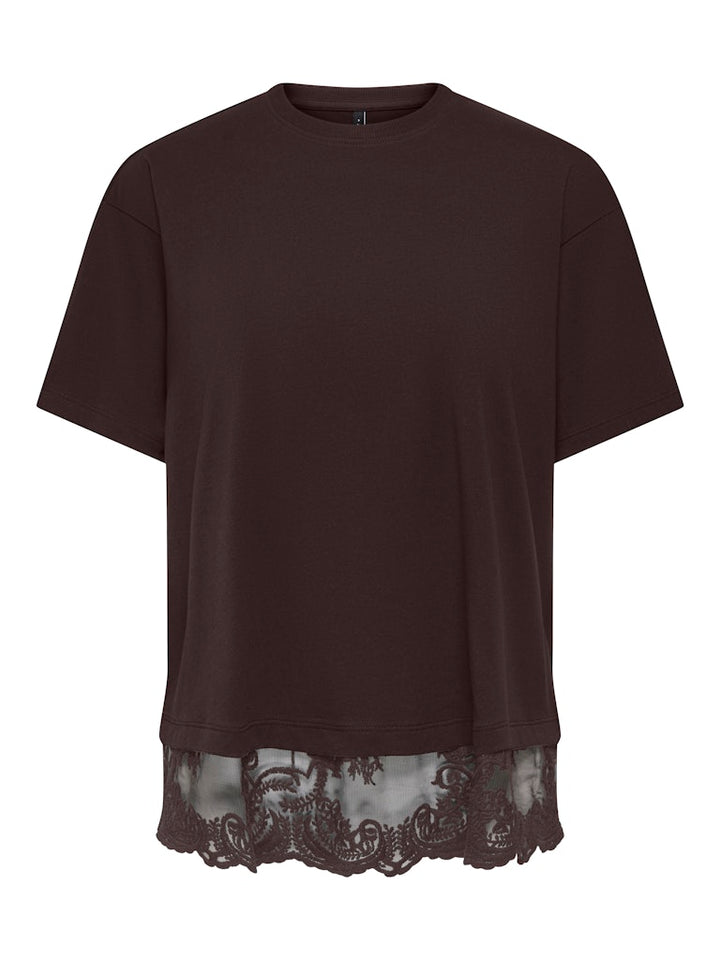 ONLY - T-SHIRTS - VIVVI SS LACE - 15385031 - BRUN