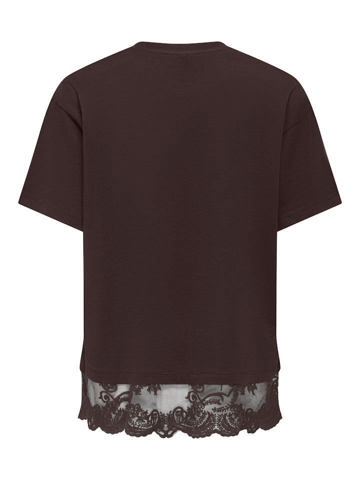 ONLY - T-SHIRTS - VIVVI SS LACE - 15385031 - BRUN
