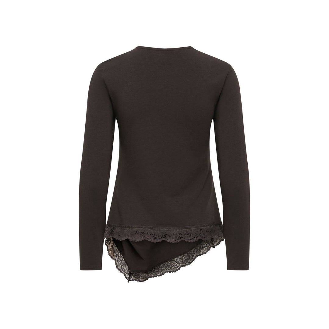 ONLY - BLUSE - LIVE LOVE RUCHING 15385111 - CHOCOLATE TORTE/LACE