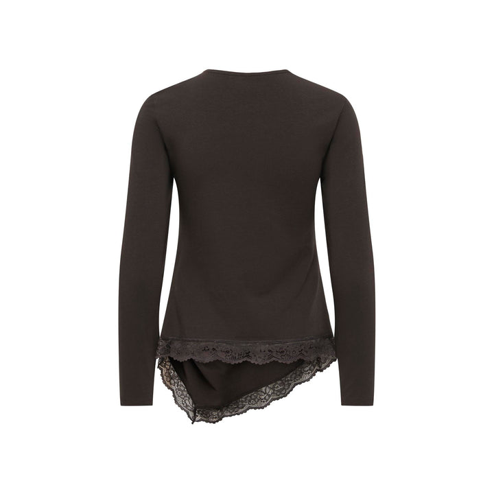 ONLY - BLUSE - LIVE LOVE RUCHING 15385111 - CHOCOLATE TORTE/LACE