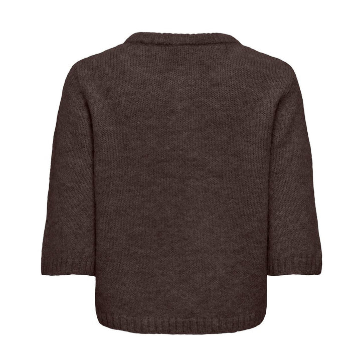 ONLY - STRIKTRØJE - MAGGIE 15375128 - COFFEE BEAN/BLING BUTTON