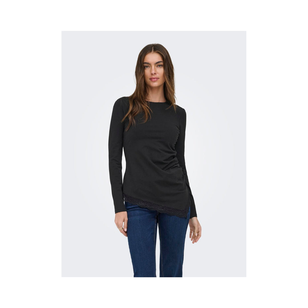 ONLY - BLUSE - LIVE LOVE RUCHING 15385111 - BLACK/LACE