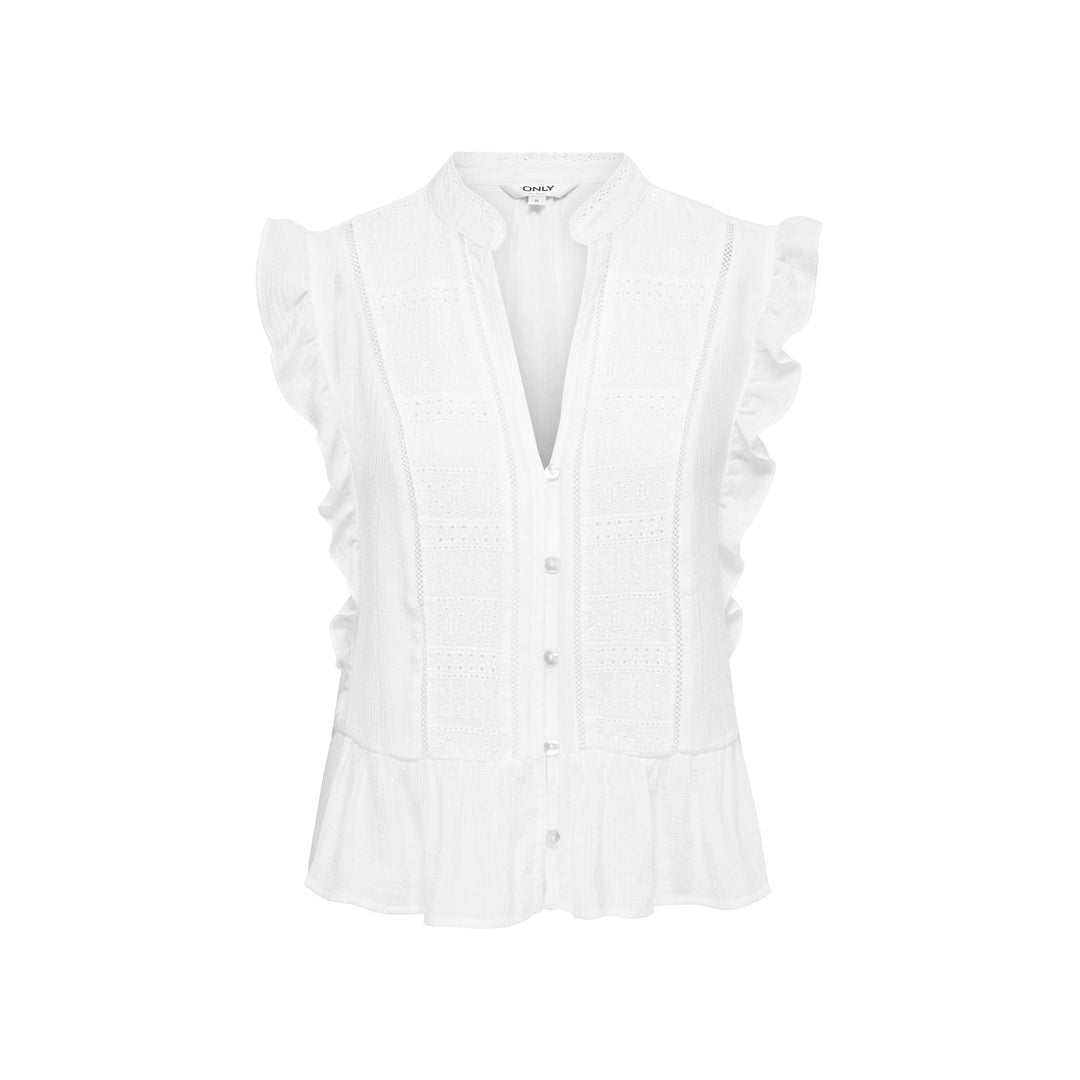 ONLY - TOP - HENNY -S/L FRILL BUTTON - 15374978 - HVID