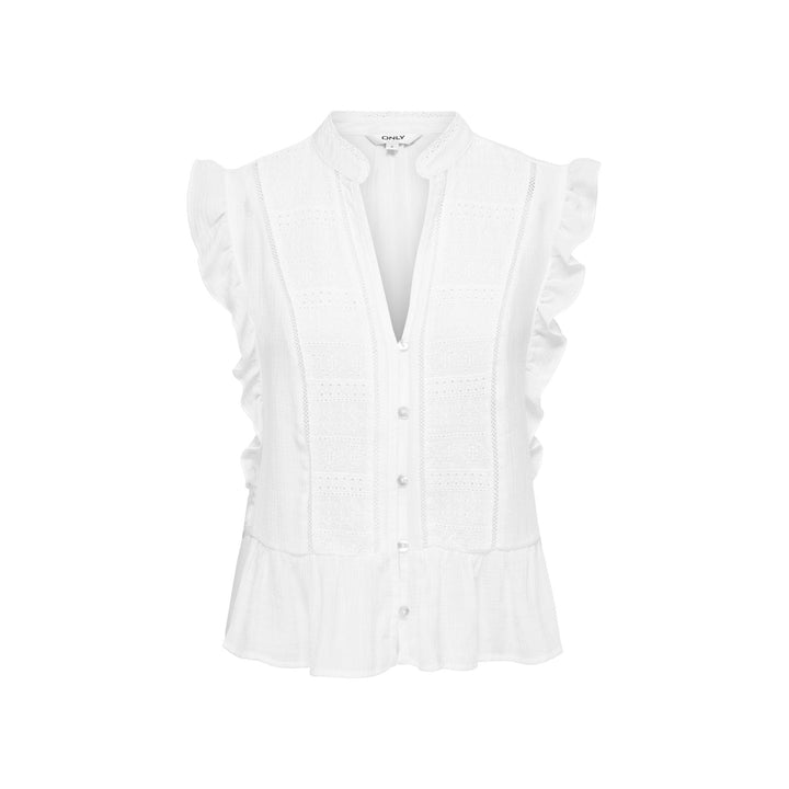 ONLY - TOP - HENNY -S/L FRILL BUTTON - 15374978 - HVID