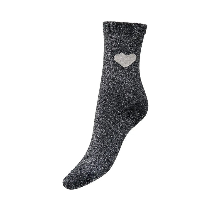 ONLY - GLIMMERSTRØMPE - NORMA 15371132 - BLACK/SILVER HEART