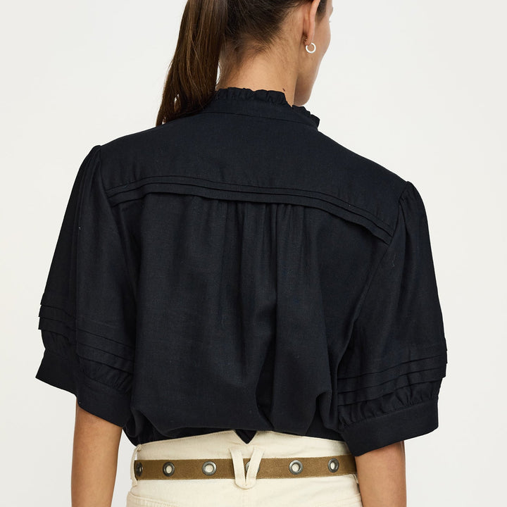 SOFT REBELS - SKJORTE - YINDI FRILL SR226-726 - SORT