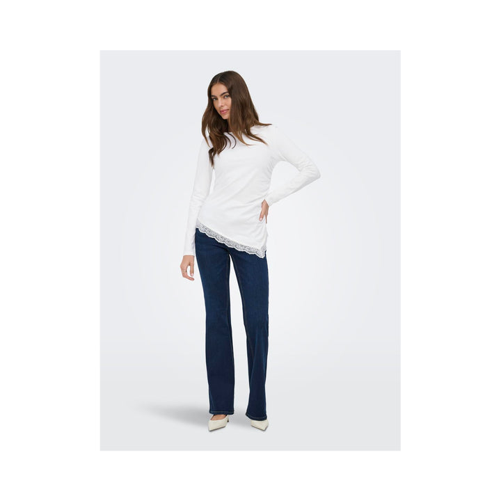 ONLY - BLUSE - LIVE LOVE RUCHING 15385111 - CLOUD DANCER/LACE