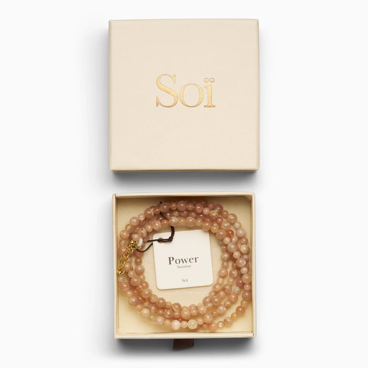 SOÏ - KRYSTAL HALSKÆDE - LEA SUNSTONE - 80 CM
