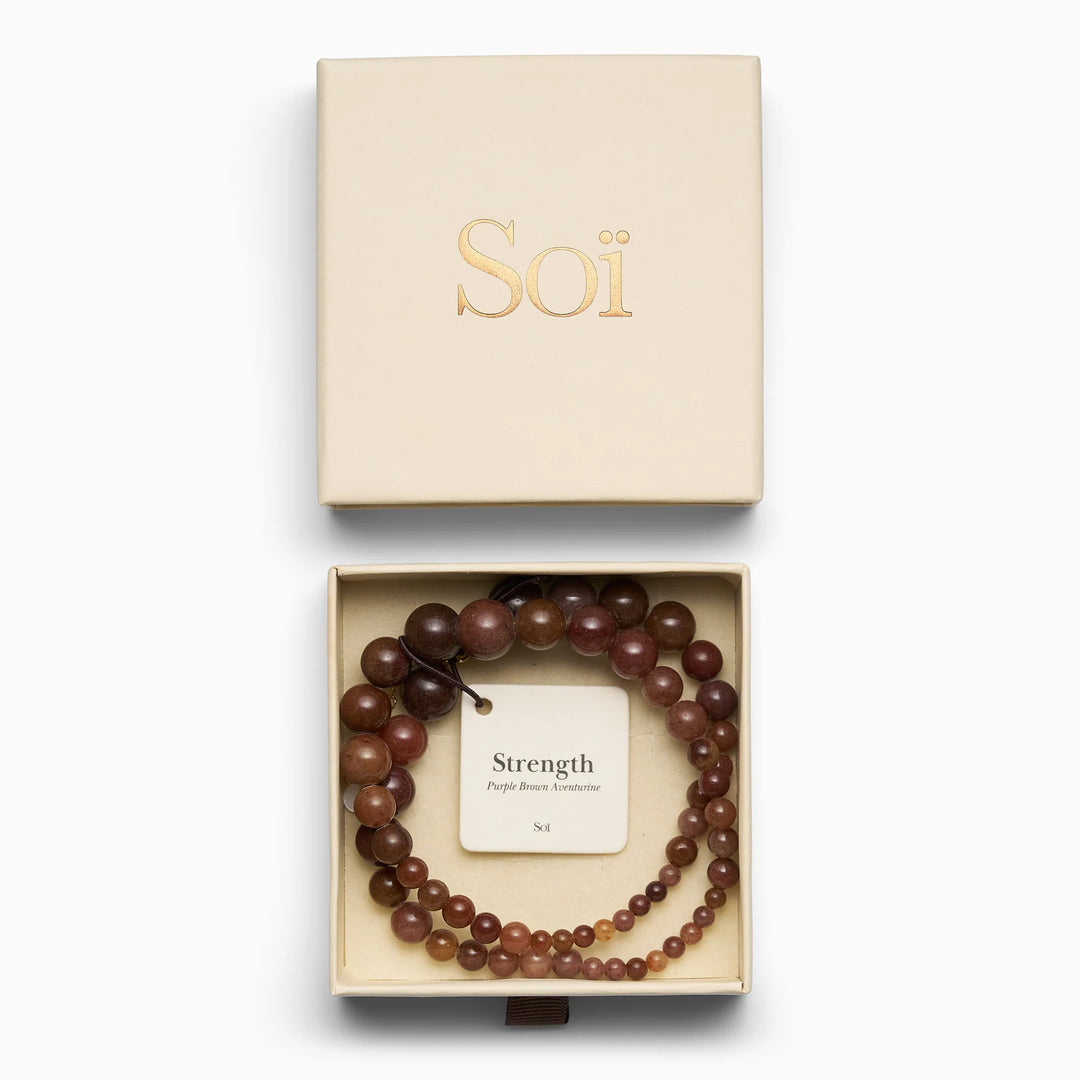 SOÏ - KRYSTAL HALSKÆDE - VERA - LILLA BRUN AVENTURIN - 40 CM