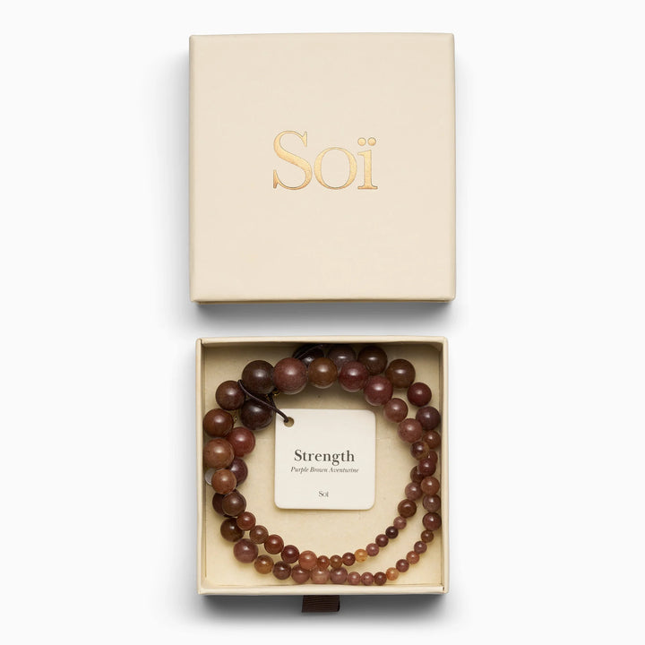 SOÏ - KRYSTAL HALSKÆDE - VERA - LILLA BRUN AVENTURIN - 40 CM