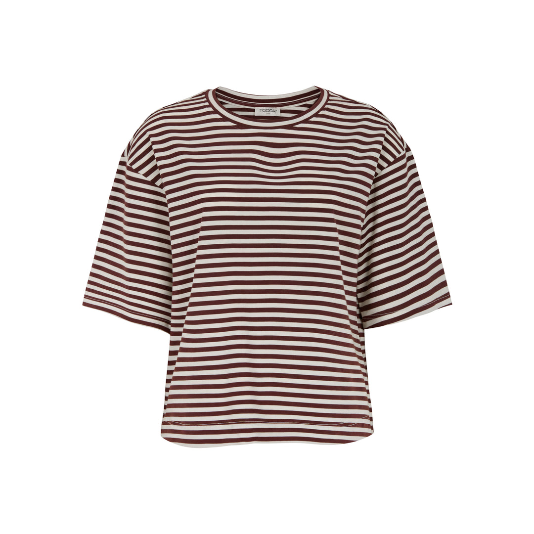 TOODAY - T-SHIRT - CLIP -  226-155 - 510 - BORDEAUX/WHITE STRIPE