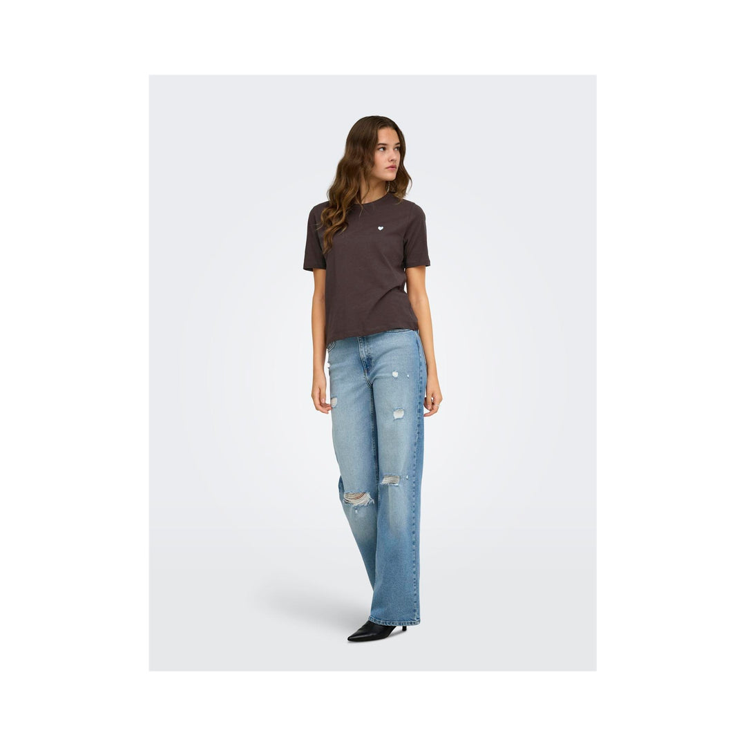 ONLY - T-SHIRT - HAPPY 15370117 - COFFEE BEAN