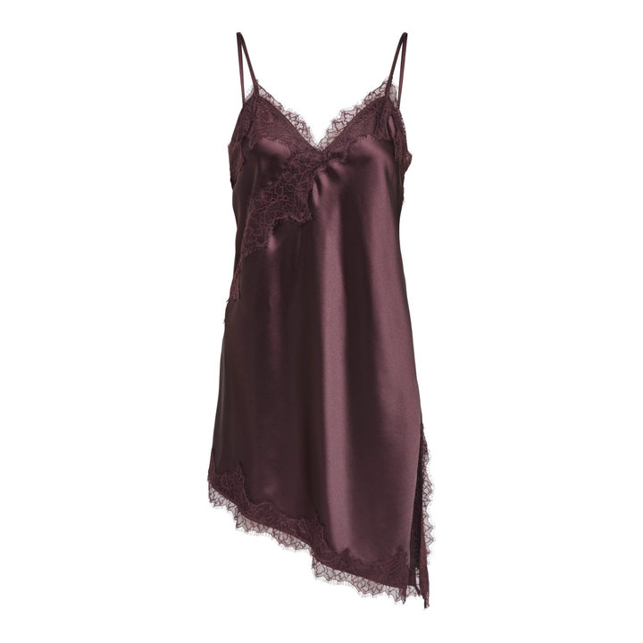 ONLY - KJOLE - BELLA SLANTED SATIN 15383473 - CHOCOLATE TORTE/LACE