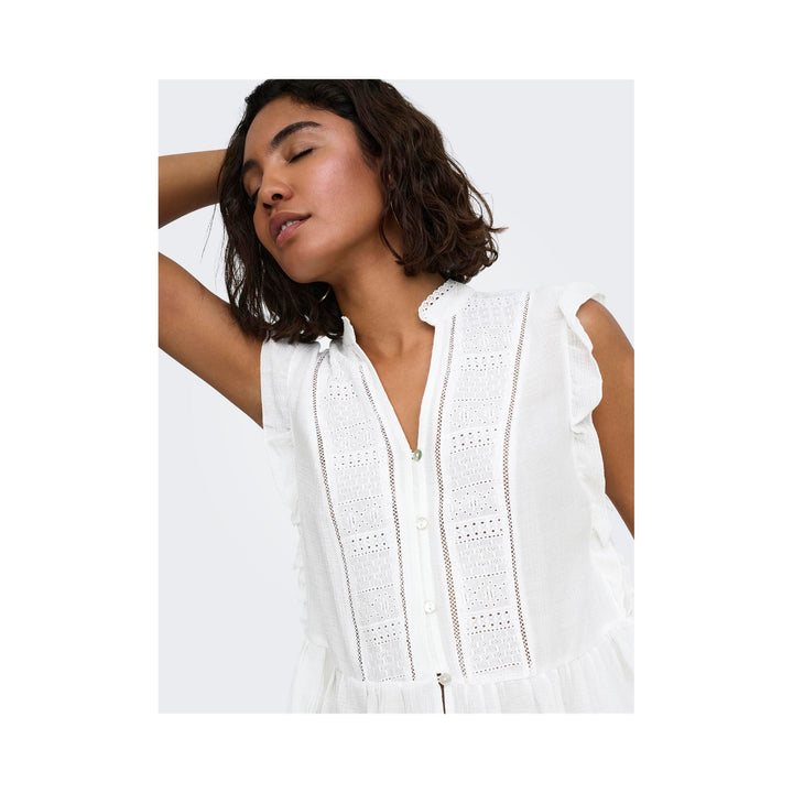 ONLY - TOP - HENNY -S/L FRILL BUTTON - 15374978 - HVID