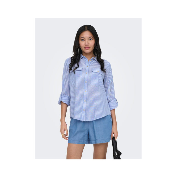 ONLY - SKJORTE - WENDY 15355352 - CASHMERE BLUE/WHITE STRIPES