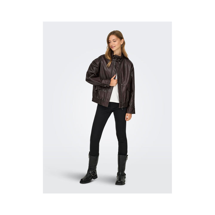 ONLY - BOMBERJAKKE - JULIA FAUX LEATHER 15373024 - CHOCOLATE TORTE