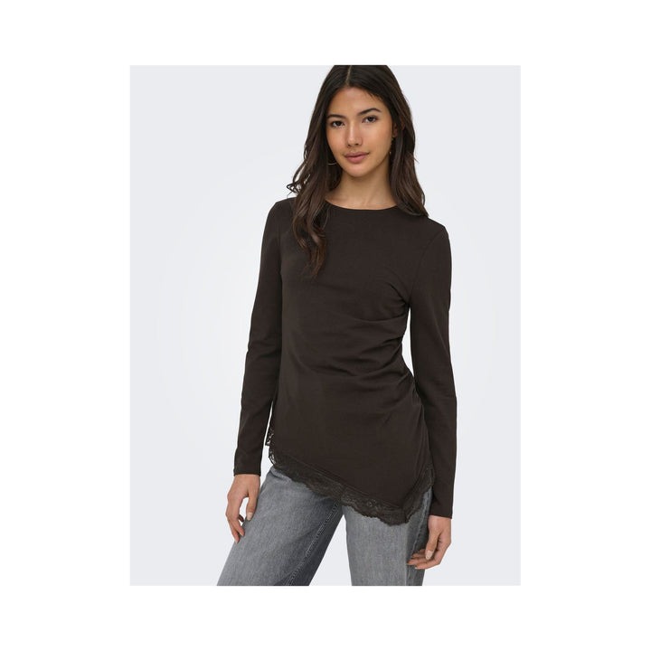 ONLY - BLUSE - LIVE LOVE RUCHING 15385111 - CHOCOLATE TORTE/LACE