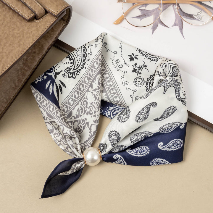 Tørklæde med magnetisk perle, polyester, paisley-geometrisk mønster