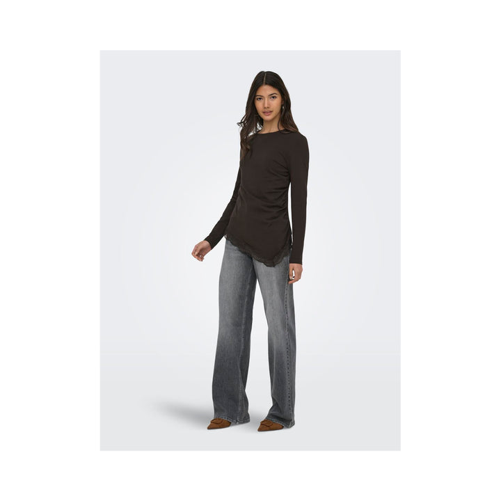 ONLY - BLUSE - LIVE LOVE RUCHING 15385111 - CHOCOLATE TORTE/LACE