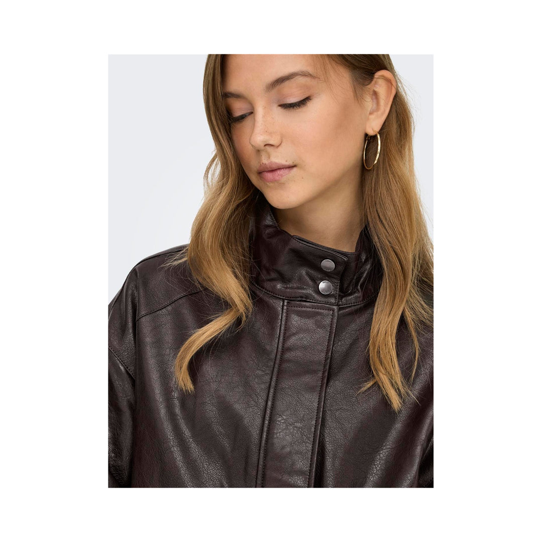 ONLY - BOMBERJAKKE - JULIA FAUX LEATHER 15373024 - CHOCOLATE TORTE
