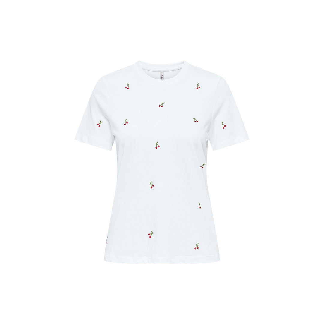 ONLY - T- SHIRT - KETTY 15288473 - BRIGHT WHITE/CHERRIES