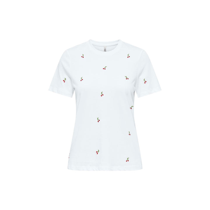 ONLY - T- SHIRT - KETTY 15288473 - BRIGHT WHITE/CHERRIES