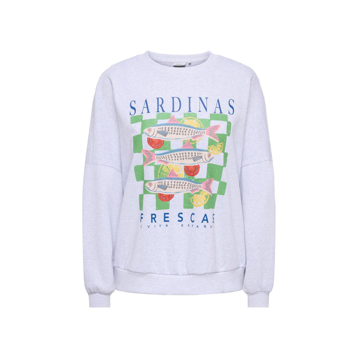 ONLY - SWEATSHIRT - DEBORAH NEW 15376113 - LIGHT GREY MELANGE/SARDINAS PRINT