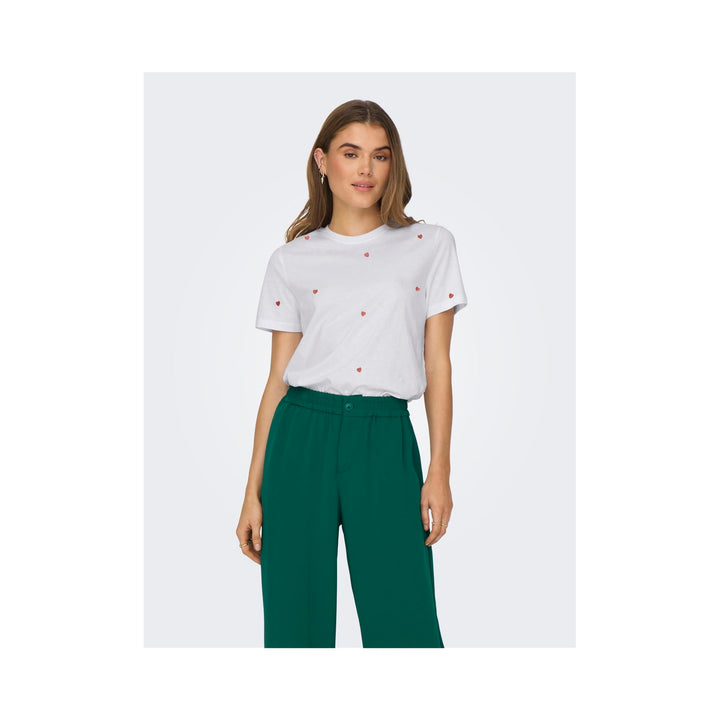 ONLY - T- SHIRT - KETTY 15288473 - BRIGHT WHITE/RED HEART