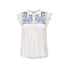 ONLY - TOP - VESTINE 15337374 - CLOUD DANCER/BLUE EMB.