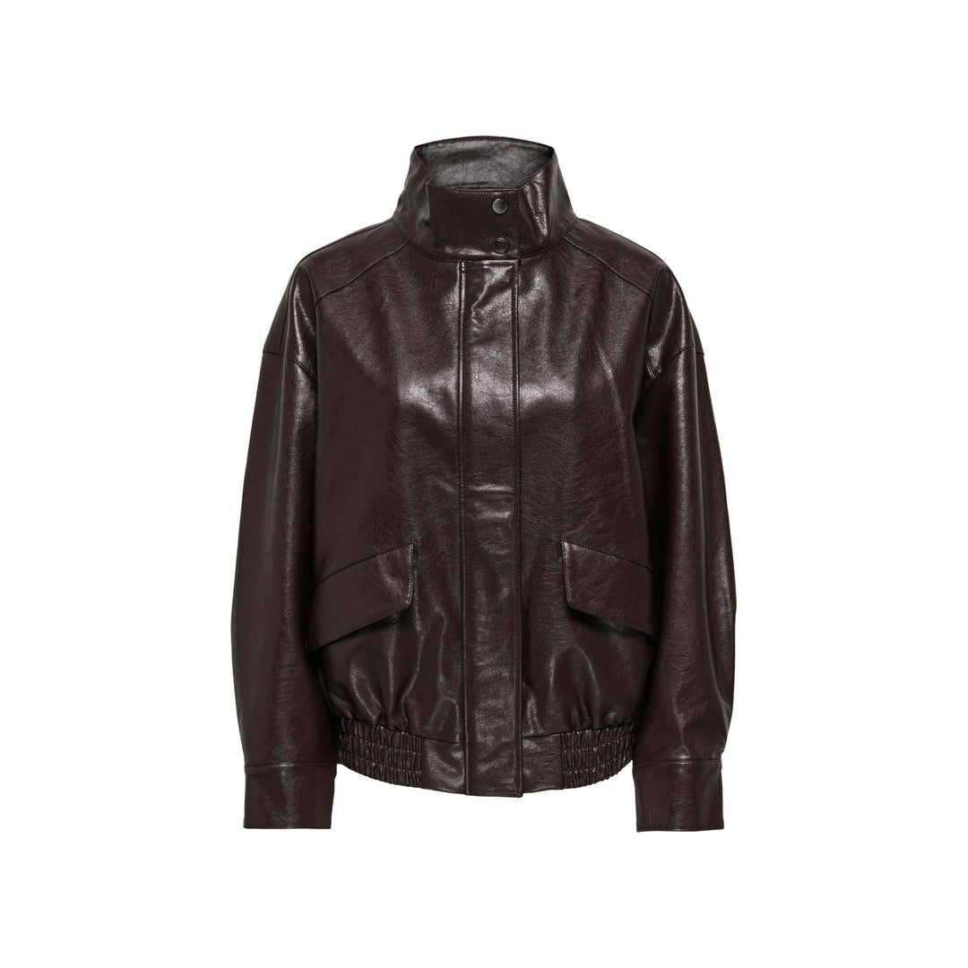 ONLY - BOMBERJAKKE - JULIA FAUX LEATHER 15373024 - CHOCOLATE TORTE