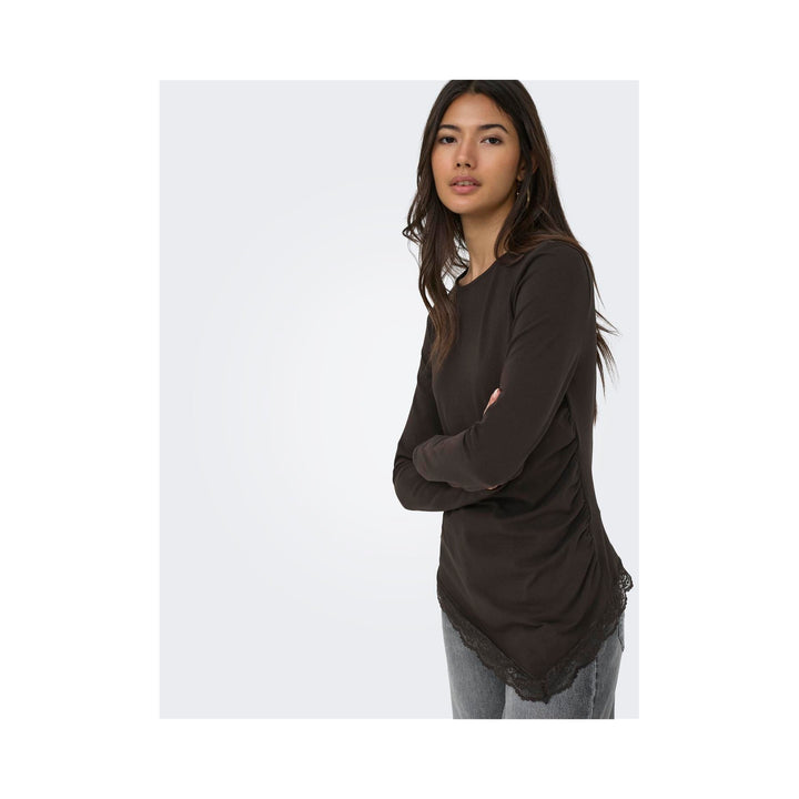 ONLY - BLUSE - LIVE LOVE RUCHING 15385111 - CHOCOLATE TORTE/LACE