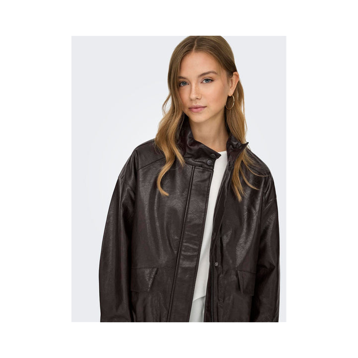 ONLY - BOMBERJAKKE - JULIA FAUX LEATHER 15373024 - CHOCOLATE TORTE