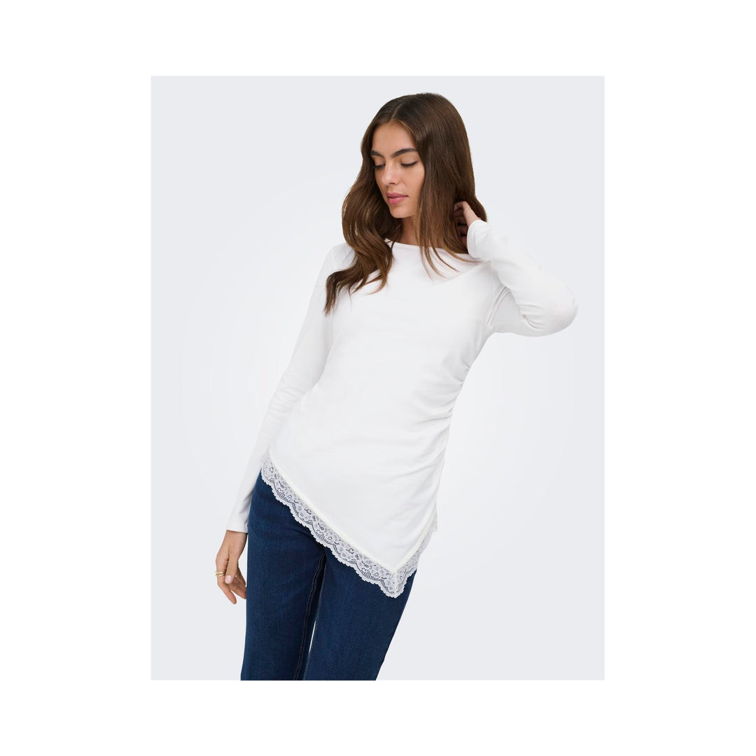 ONLY - BLUSE - LIVE LOVE RUCHING 15385111 - CLOUD DANCER/LACE