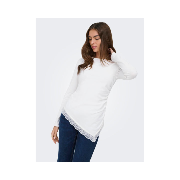 ONLY - BLUSE - LIVE LOVE RUCHING 15385111 - CLOUD DANCER/LACE