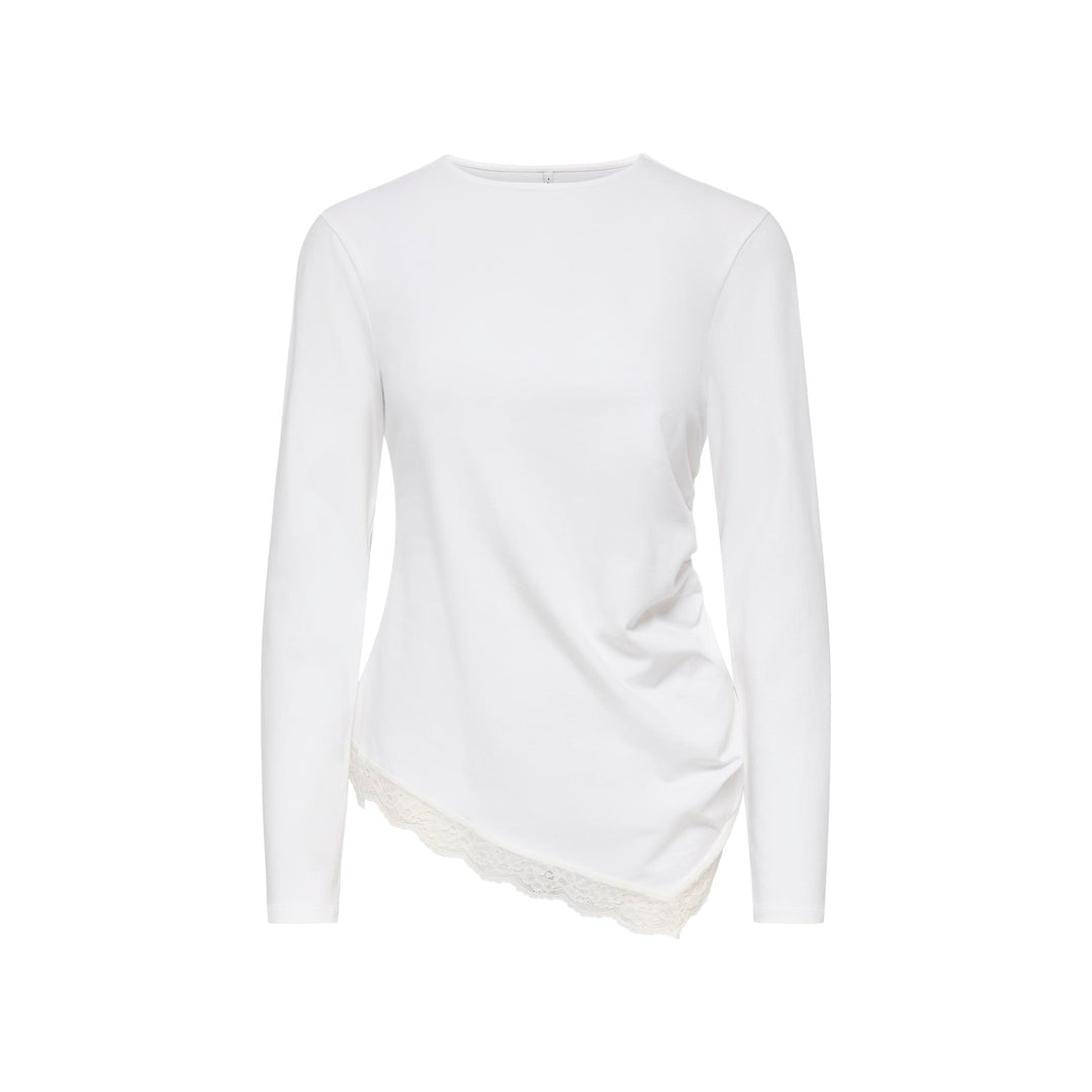 ONLY - BLUSE - LIVE LOVE RUCHING 15385111 - CLOUD DANCER/LACE