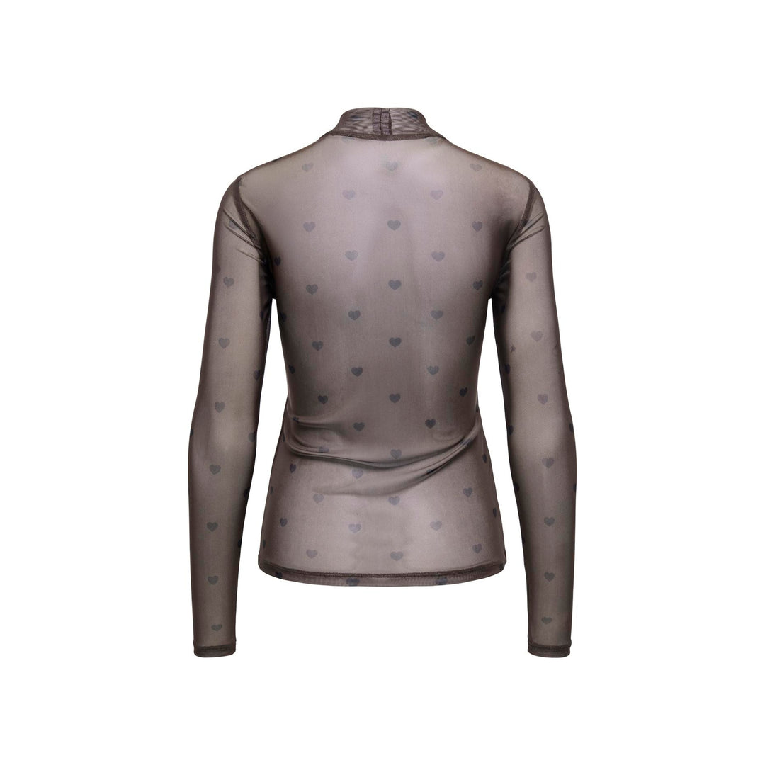 ONLY - MESHBLUSE - ERICA LIFE - 15141298 - COFFEE BEAN/BLACK HEART