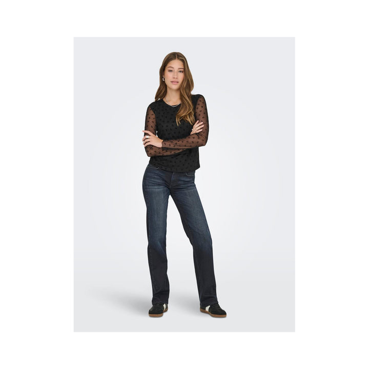 ONLY - TOP - SIENA 15362924 - BLACK FLOCK BOWS