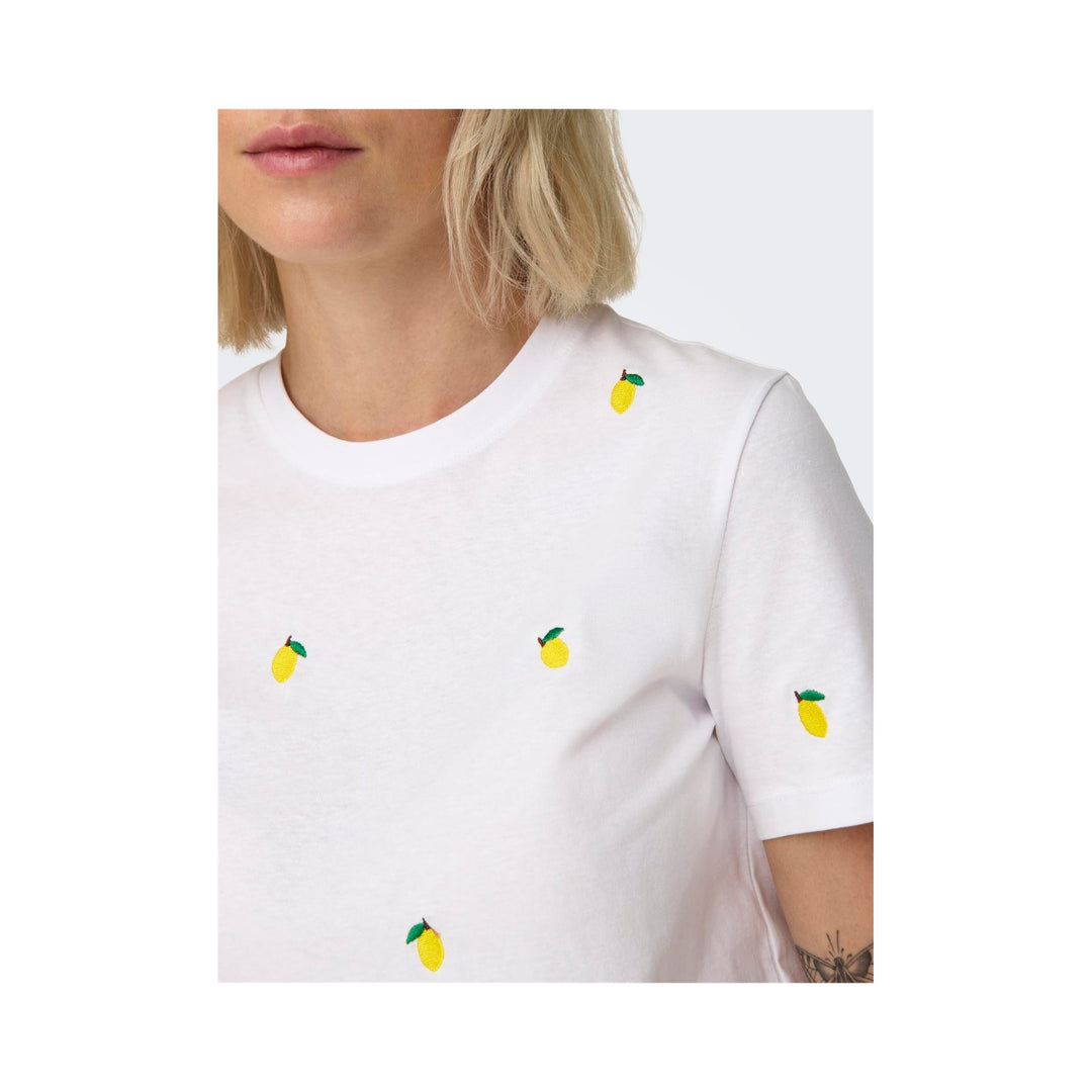 ONLY - T-SHIRT - KETTY 15288473 - BRIGHT WHITE/LEMON