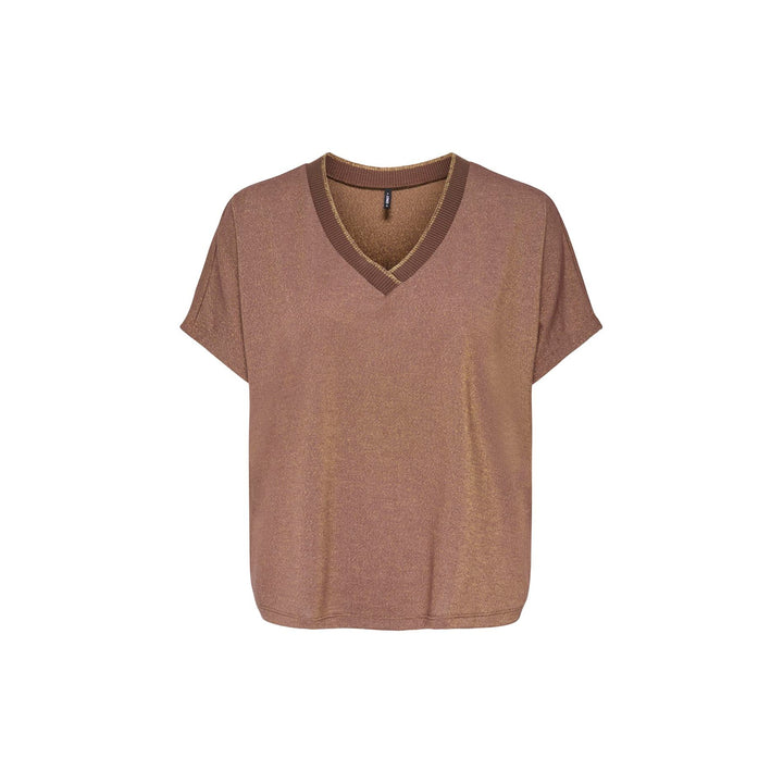 ONLY - T-SHIRT - MIRANDA 15333431 - DEEP MAHOGANY/GOLD LUREX