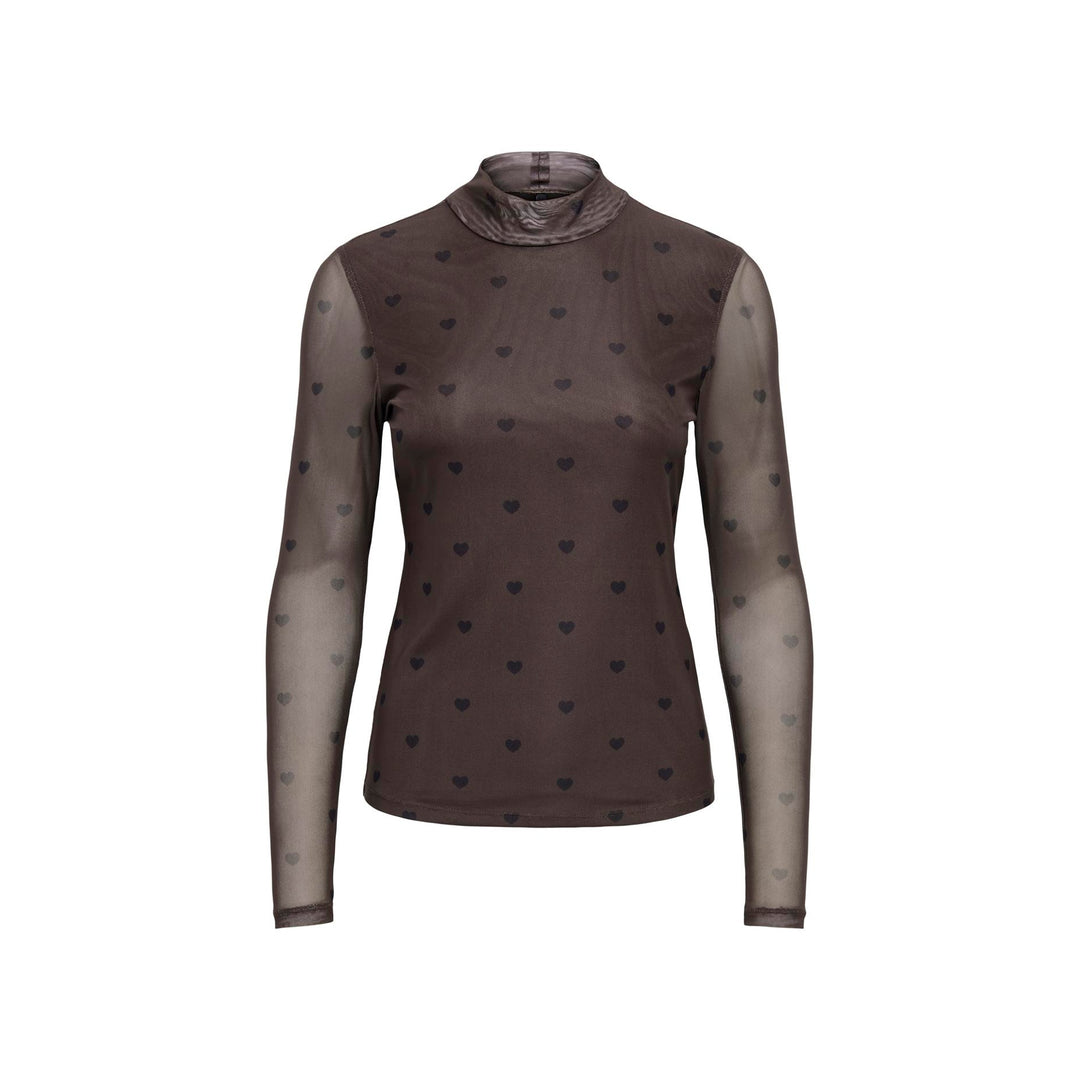 ONLY - MESHBLUSE - ERICA LIFE - 15141298 - COFFEE BEAN/BLACK HEART