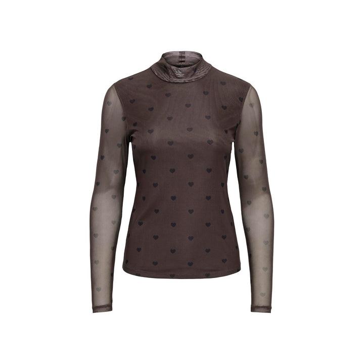 ONLY - MESHBLUSE - ERICA LIFE - 15141298 - COFFEE BEAN/BLACK HEART