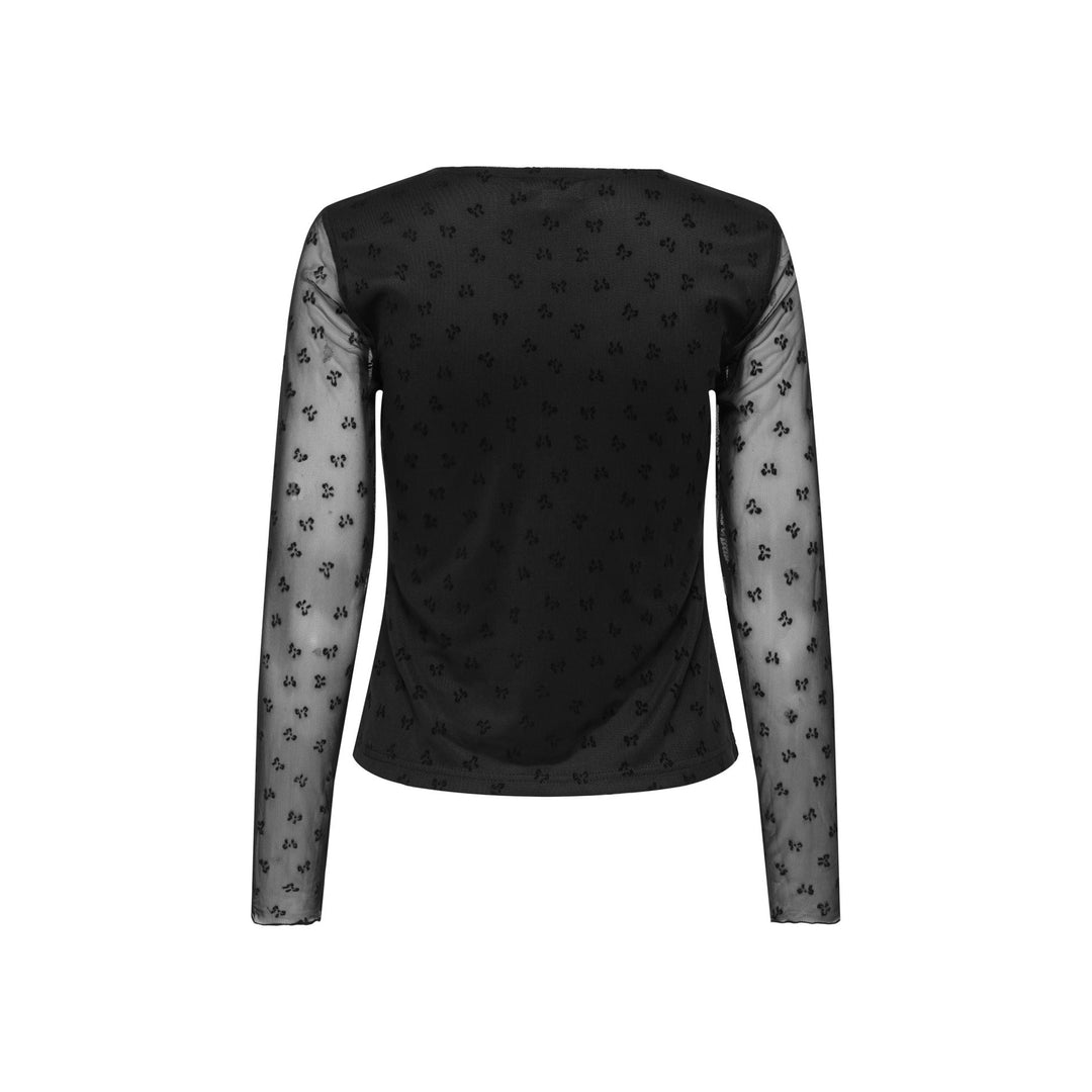 ONLY - TOP - SIENA 15362924 - BLACK FLOCK BOWS