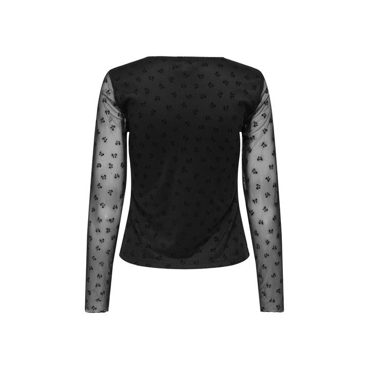 ONLY - TOP - SIENA 15362924 - BLACK FLOCK BOWS