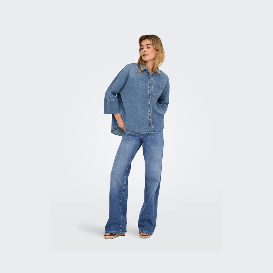 ONLY - SKJORTE - GRACE 15338585 - MEDIUM BLUE DENIM