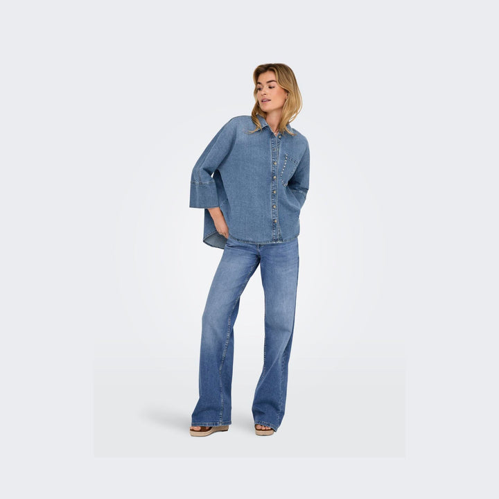 ONLY - SKJORTE - GRACE 15338585 - MEDIUM BLUE DENIM
