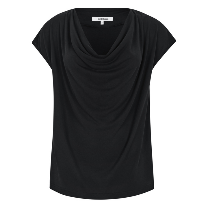 SOFT REBELS - TOP - ELLA DRAPED SR625-302 - SORT